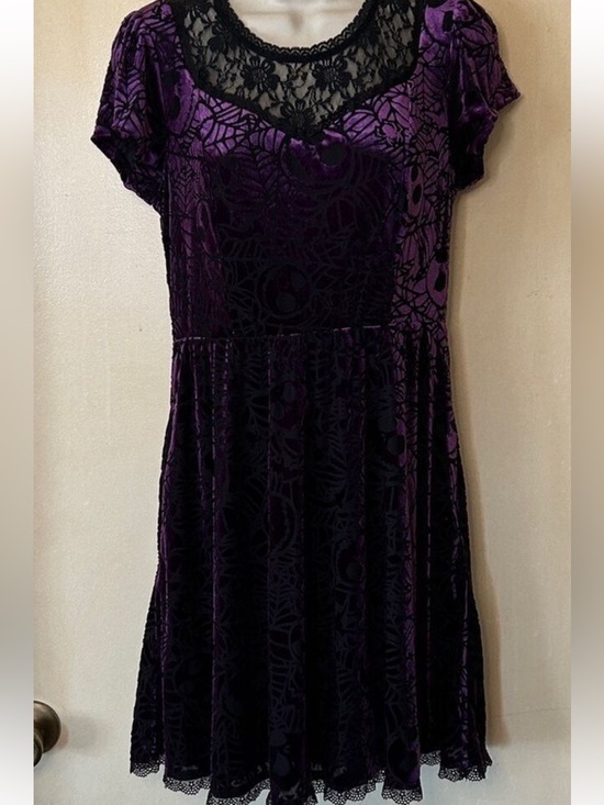 Disney Dresses & Skirts - Disney Nightmare Before Christmas Purple Velvet Dress with Black Lace Detail M